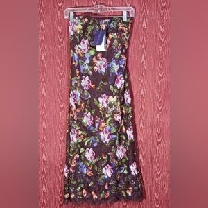 RALPH LAUREN Brown Sequin/Beads Floral Sleeveless Cocktail Dress Women's 2 NWT